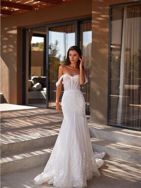 Milla Nova Wedding Dress | Off-Shoulder White Lace Wedding Dress